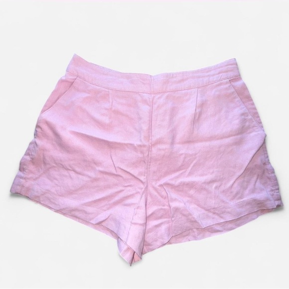 Women's Pink Linen Shorts - Picture 1 of 4